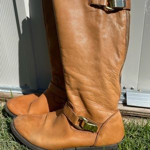 Aldo brown leather boots zipper zip-up style calf-high riding boots 8 women’s